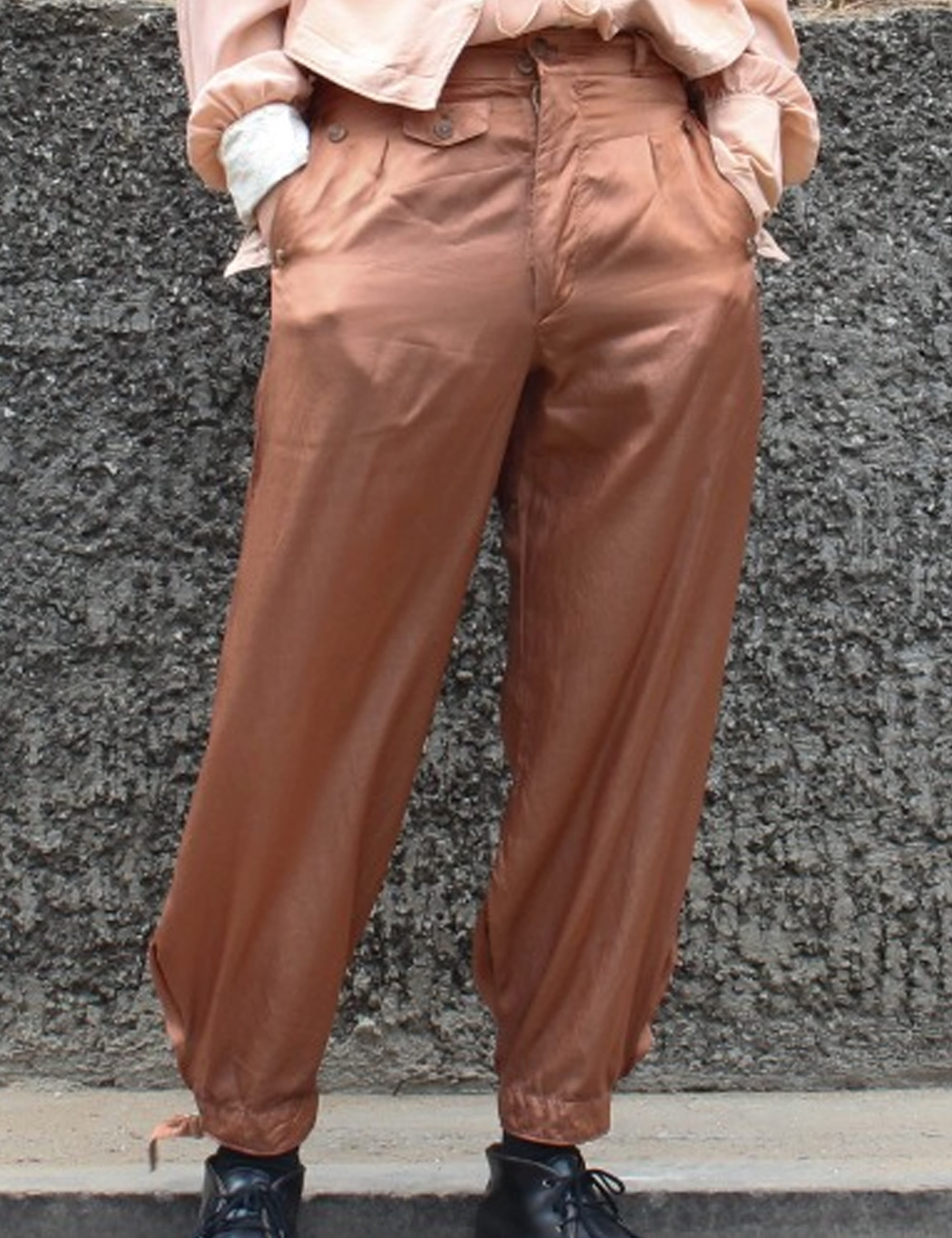 SATIN GOLF TROUSERS_BROWN