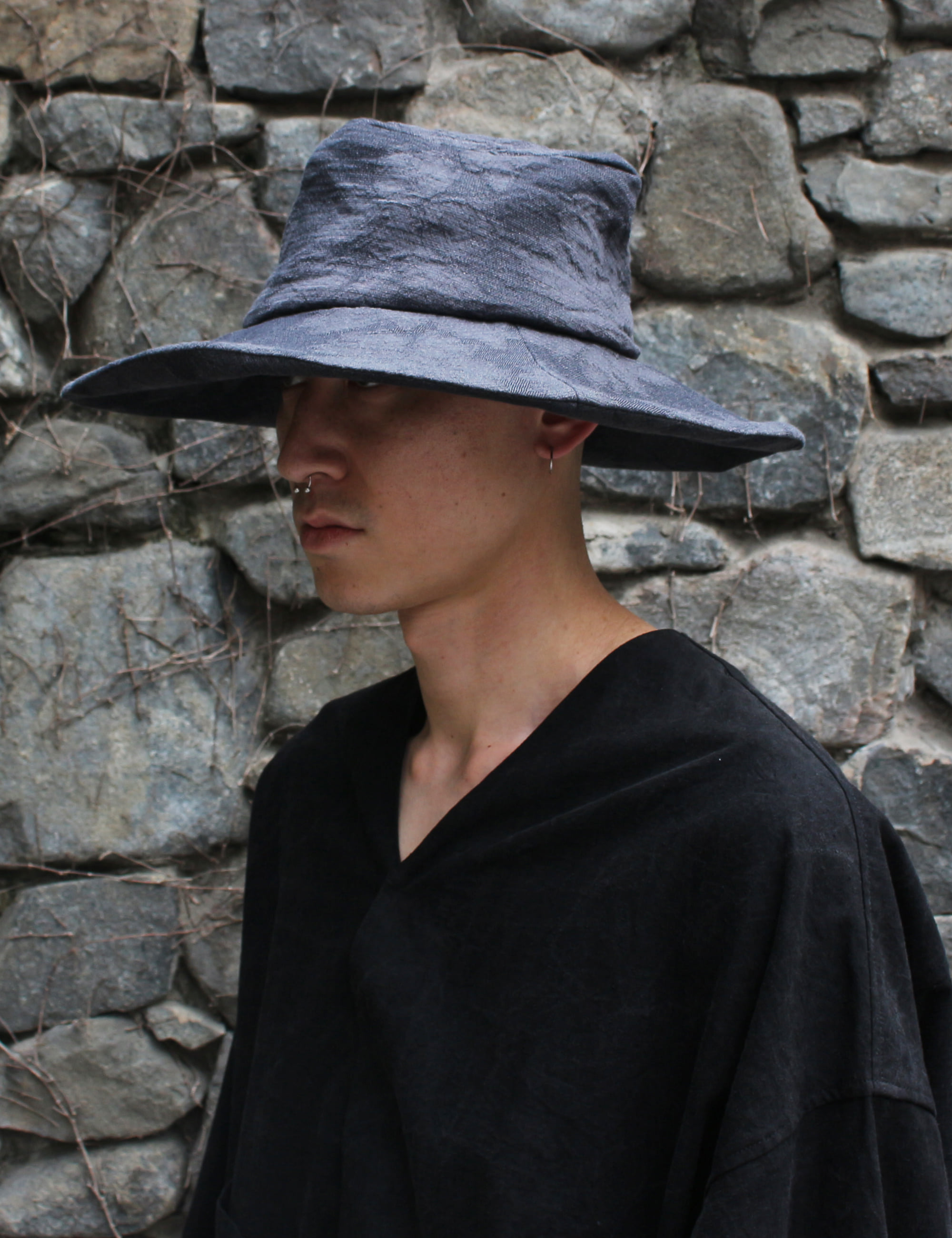 [EXCLUSIVE] HAND CRAFTED LARGE HAT_GREY/FLOWER