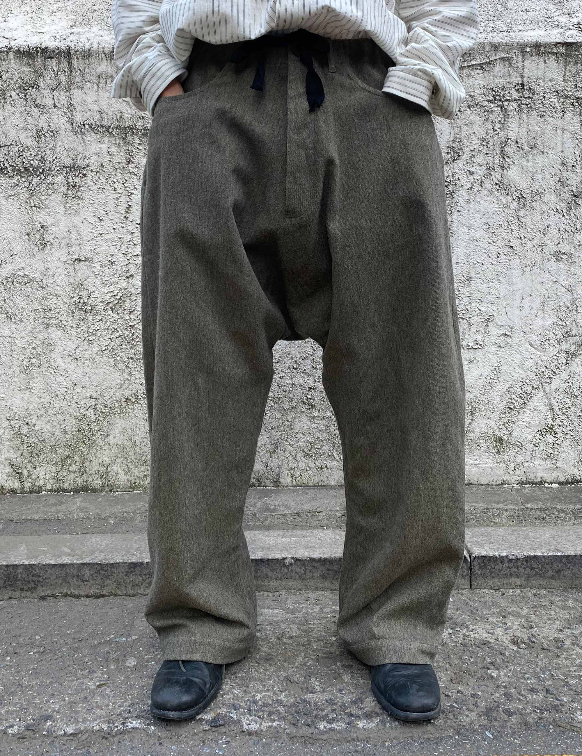 TROUSERS_PEPPER WASHED WOOL/LINEN TWILL