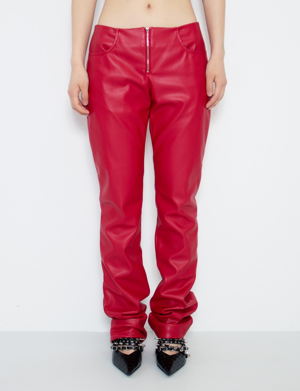 FAUX LEATHER PANTS_RED