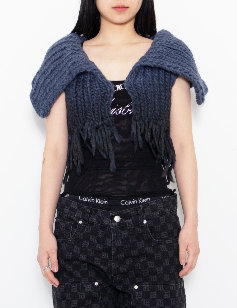 COATED BULKY KNITTED TOP DENIM_BLUE