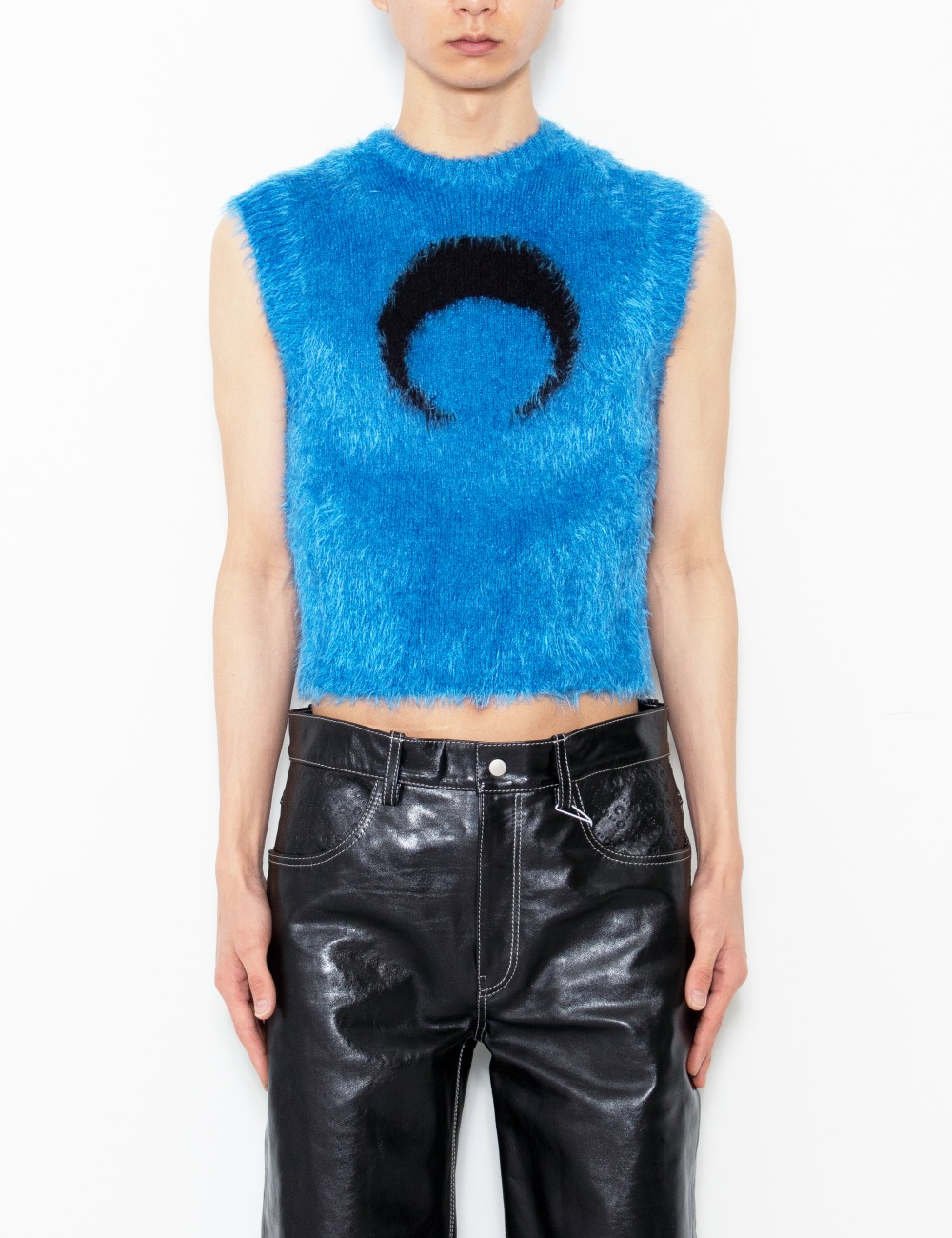 WILD PUFFY KNIT SLEEVELESS PULLOVER_BLUE