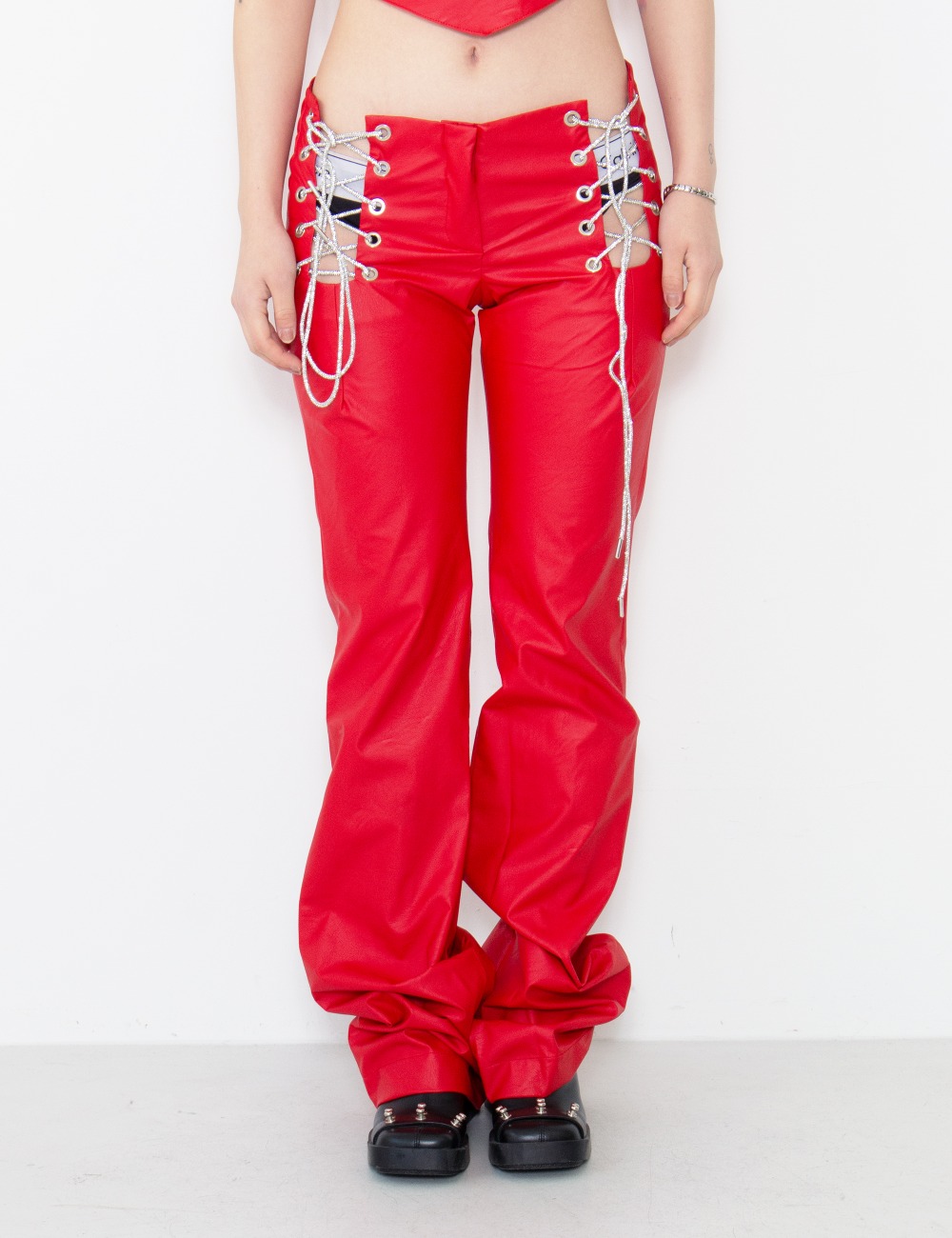 FAUX LEATHER PANTS_RED